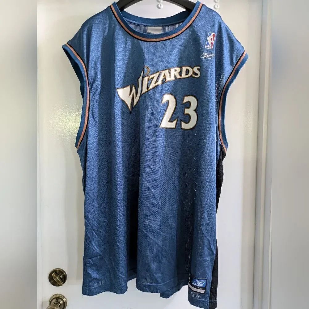 Vintage Wizards Jordan jersey Number 23 Blue Mens